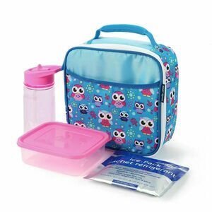 Arctic Zone Owls on Blue Insulated Lunch Kit Food Container Bottle Ice Pack Gift